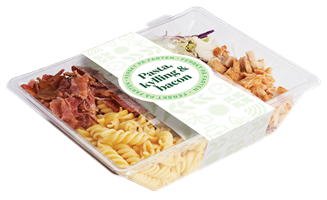 Kyllingsalat med bacon & pasta