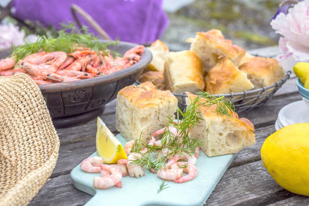 Focaccia og reker | Bakehuset